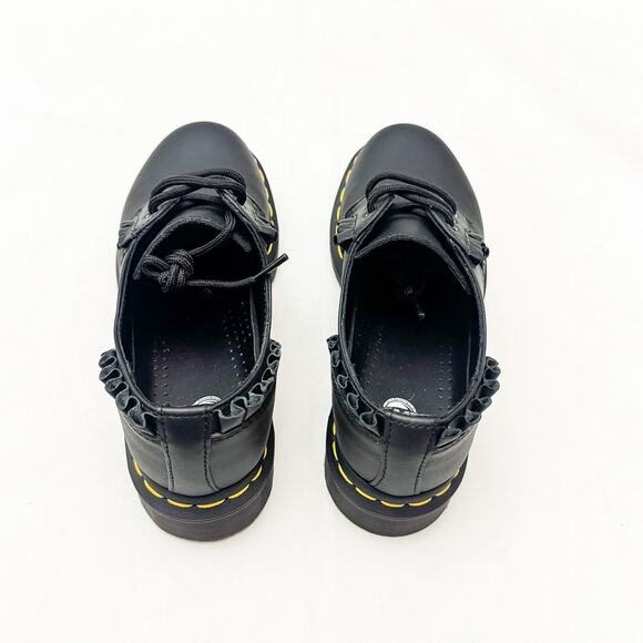 Dr. Martens Docs 1461 Frill Black Ruffled Leather Accent Loafer Size 6 NWT - Picture 2 of 6